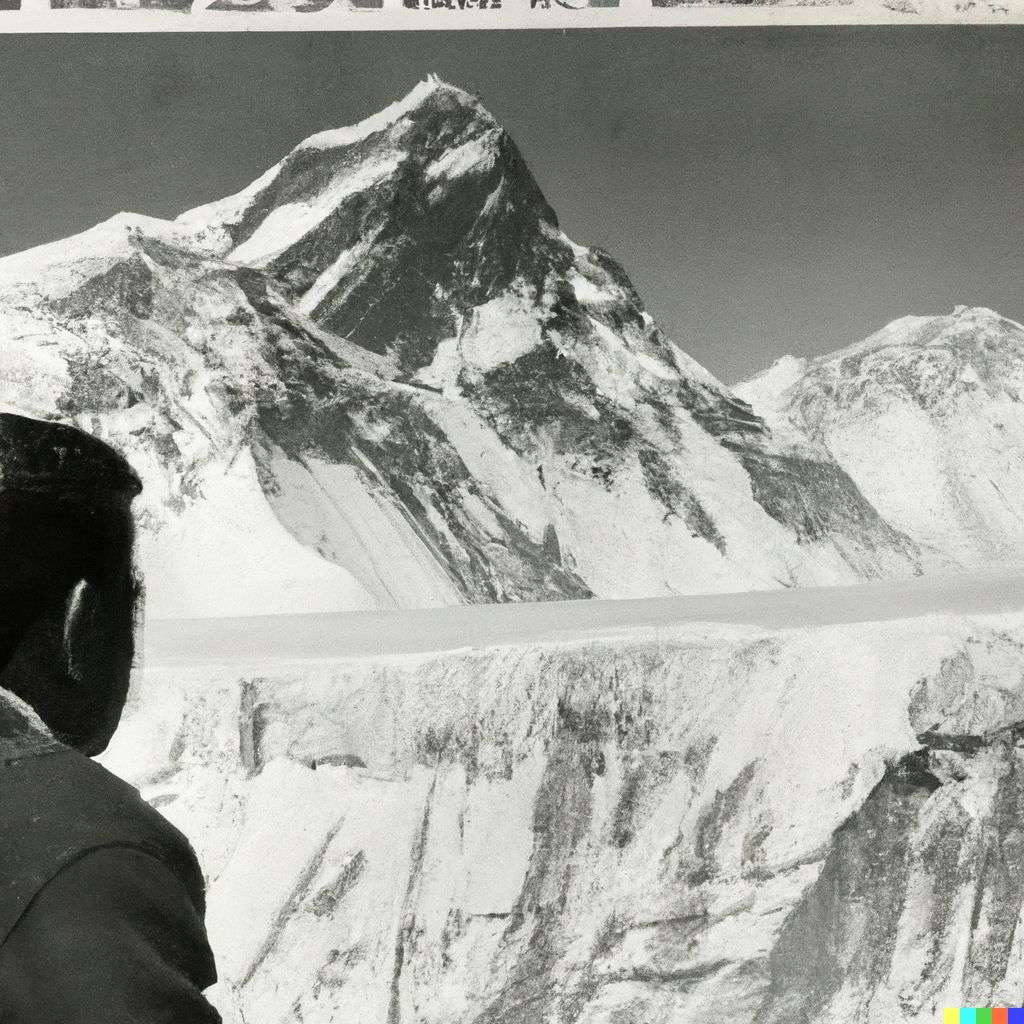 someone gazing at Mount Everest, front page of The New York Times, 1960